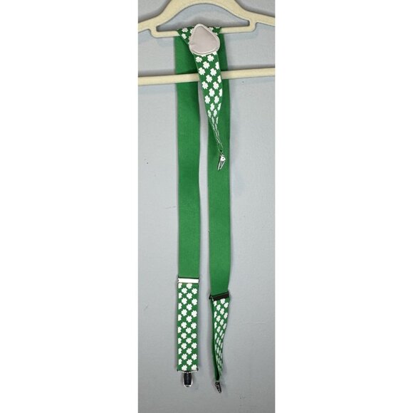 Men’s St. Patrick’s Day Green Clover Suspenders - Picture 2 of 5